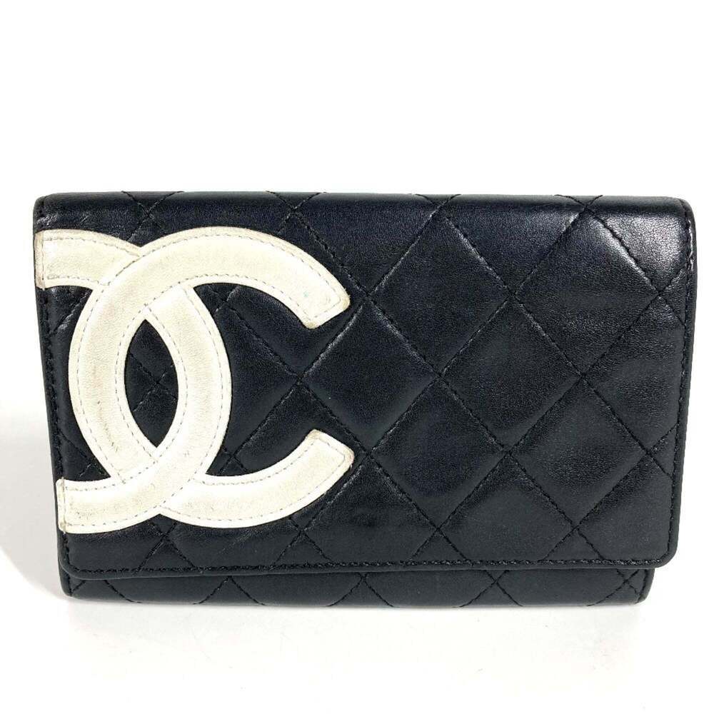 CHANEL Black Leather Logo Wallet